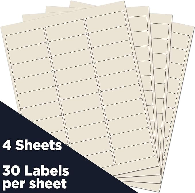 JAM PAPER Return Address Labels - Standard Mailing - 1 x 2 5/8 - Ivory - 120 Shipping Labels/Pack