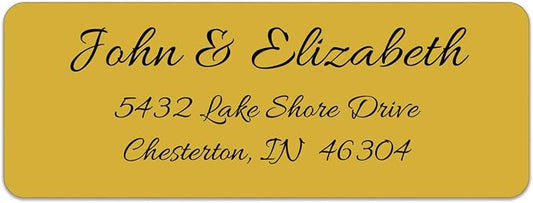 Personalized Return Address Labels - Simple Unique Design - Available in White, Clear, Kraft, Gold, or Silver Labels -120 Labels - 120 Envelope Seals Included - Made in the U.S.A. (Gold)