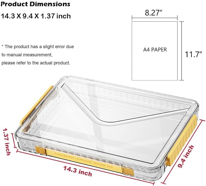 2 Pack Document Storage Clear Plastic Storage Boxes with Lids Stackable Storage Bins Paper Storage Box Containers for Organizing A4 File Paper, Document, Photo, Scrapbook