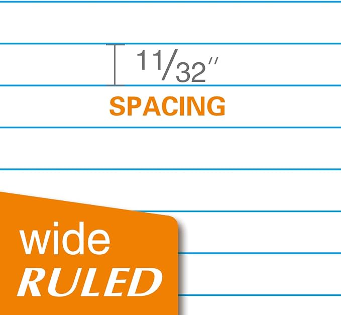 Kaisa loose Leaf Paper Filler Paper 1800 Sheets 8"x10.5",Wide Ruled, 3-Hole Punched for 3-Ring Binders, Carton of 12pack