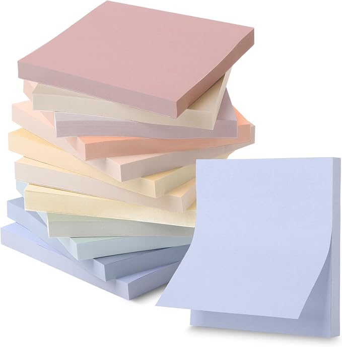 Mr. Pen- Sticky Notes, 3"x3", 12 Pads, 600 Sheets, Soft Vintage Colors | Sticky Notes Bulk, Self-Stick Note Pads, Perfect for Office, School, Home, Study & Organization