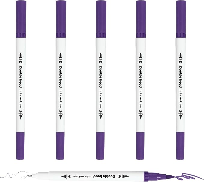 PATIKIL 6Pack Dual Brush Markers, Dark Purple Watercolor Fine and Brush Tips Pens Colored Marker Calligraphy Coloring Art Supplies Set for Coloring Book Illustration Sketching Journaling