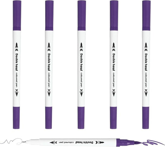 PATIKIL 6Pack Dual Brush Markers, Dark Purple Watercolor Fine and Brush Tips Pens Colored Marker Calligraphy Coloring Art Supplies Set for Coloring Book Illustration Sketching Journaling