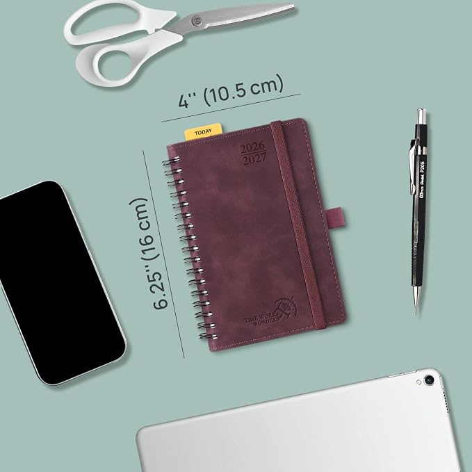 POPRUN Pocket Planner 2026-2027 (JUL 26-JUN 27), Purse Size 4" x 6.25", Small Pocket Calendar for Purse, Academic Weekly and Monthly Calendar with Ruler, Spiral Softcover, 100GSM - Navy Blue
