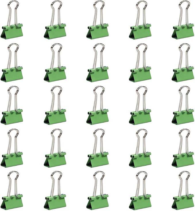 JAM PAPER Colorful Binder Clips - Small - 3/4 Inch (19 mm) - Green Binderclips - 25/Pack
