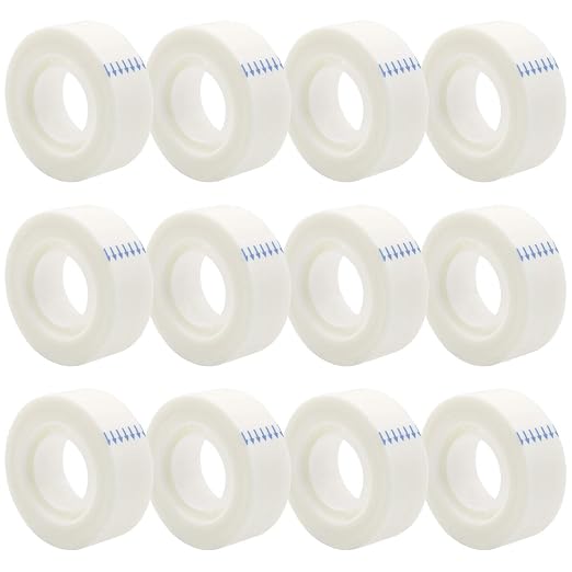 OWLKELA 12 Rolls Matte Adhesive Tape, Matte Finish Invisible Tape, Foggy Translucent Tape Great for Correction and Labeling, Compatible with Standard Tape Dispenser, 0.7 in x 1000 Inches | Foggy Translucent, Invisible Tape, Compatible with Standard Tap...
