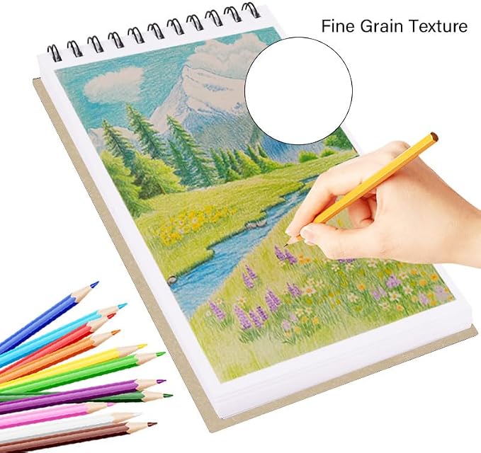 5.8" x 8.3" Mixed Media Sketch Book,Spiral Bound Hardcover Sketchbook,60 Sheets 92lb/150gsm Neutral White Acid Free Paper,Art Journal Sketchbook for Drawing Writing Sketching Illustration,Beige