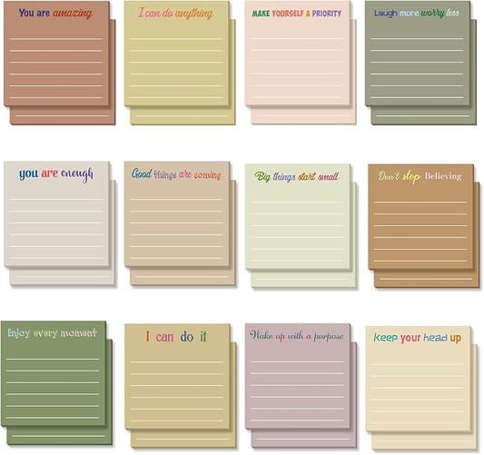 Yinder 24 Pcs Sticky Notes Gifts Bulk,Inspirational,Boho