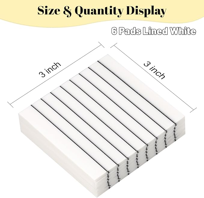 3x3 Inch Transparent Sticky Notes 300 Sheets, Clear Translucent Lined Self-Adhesive Memo Repositionable Reminder Pad for Office, College Students, Planners, Journals, School Supplies (White)