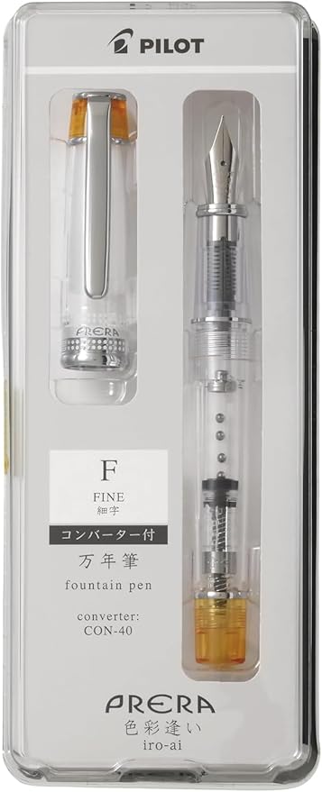 Iro-Ai Pilot Fountain Pen Transparent Orange Fine Point P-FPR-1-TO-F With Original Stylus Ballpoint Touch Pen