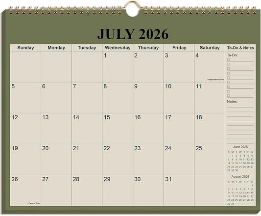 Calendar 2026-2027 - 18 Months Wall Calendar from July 2026 to December 2027, 2026-2027 Wall Hanging Calendar Planner with Thick Paper, 12" x 14.5", Cyan