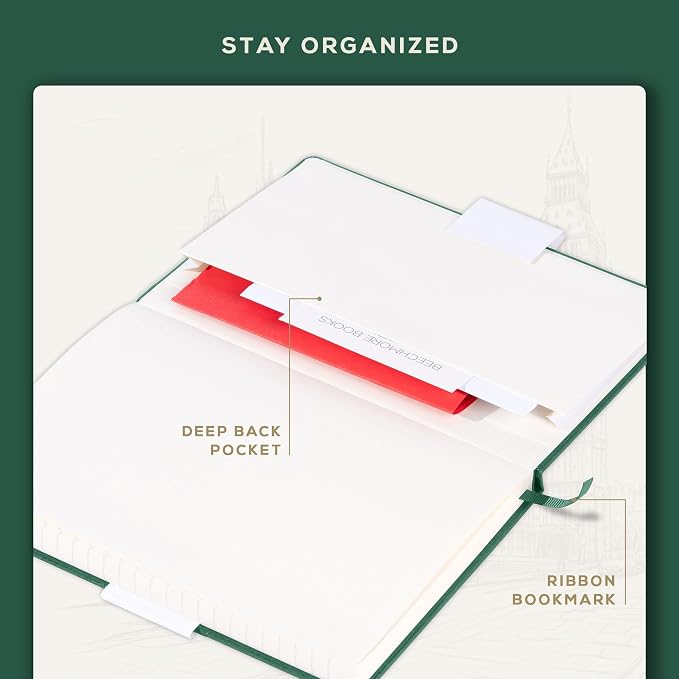 BEECHMORE BOOKS A5 Mixed Media Sketchbook - 5.8"x8.3" Hardcover Lay-Flat Art Journal, 160 GSM / 98 lb Professional Perforated Paper, Gift Box, for Drawing, Ink and Light Watercolor
