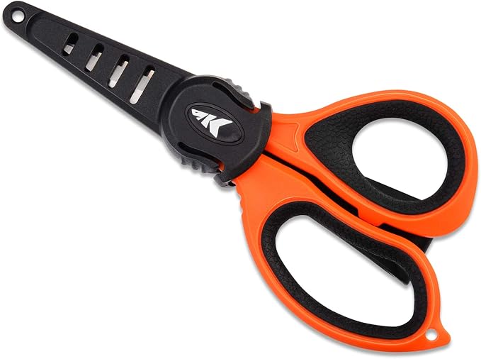 KastKing Paradox 5.5-Inch Fishing Scissors | Braided Line Cutters, w/Sheath, Super Sharp 3CR13 Japanese Stainless Steel Blades, Non-Slip TPR Handles, Includes Lanyard