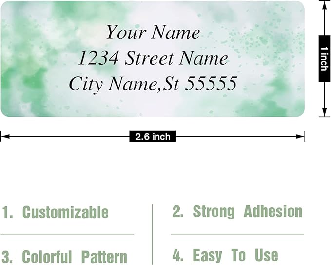 Personalized Address Labels - Custom Address Labels, Colorful Patterns, Set of 400, Glossy Vinyl (2.6x1 Inch, Multi-Surface Use)