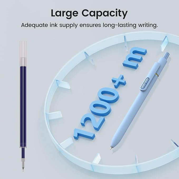 8 Pack Blue Gel Pens with Fidget, Quick-drying Blue Ink No Smudge | 0.7mm Fine Point Smooth, Long-Lasting Ink, Soft Grip Retractable Pens for Journaling School Office, Gift for Women Men Nurse