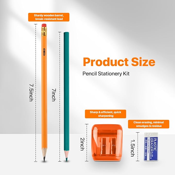 WELLFAR 32 PCS Pencils Set, 12 Pack Pencils #2 HB + 12 Colored Pencils, Wooden/Wood Lead Pencil with 4 Sharpeners & 4 Erasers, Number 2 Lapiz, Complete Art & Homework Kit for Drawing Writing.