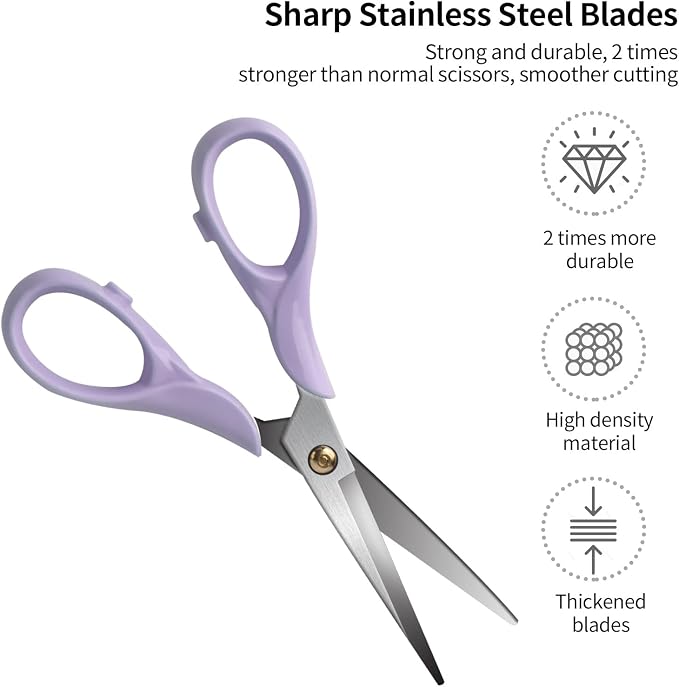 Aesthetic Purple Acrylic Scissors, 6.3" Craft Shears with Sharp Stainless Steel Blades for Home Office & School, Cute Stationery Tools for Bullet Journaling, Scrapbooking & Gift Wrapping