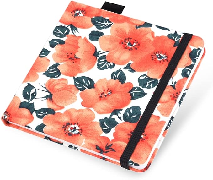 Watercolor Paper Sketchbook,5x5 Inch Mixed Media Notebook,140lb/300gsm Artist Heavyweight Paper,20 Sheets Small Travel Drawing Journal for Adults,Painting,Watercolors,Art Supplies,Orange Flower