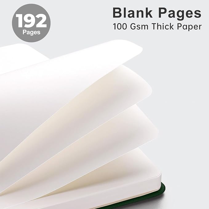 AHGXG Blank Journal Notebook, 192 Pages, A5 Medium Size (5.7'' x 8.3'') | Leather Hardcover, 100 GSM Thick Paper, for Sketching, Drawing, Painting (Black)