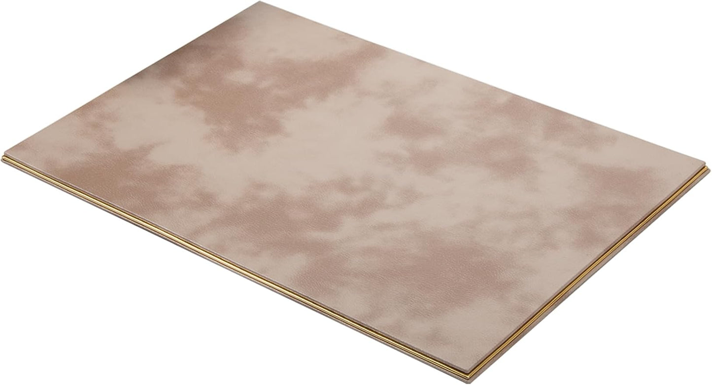 Cloud Luxury Leather Desk Set – 10 Piece Executive Desk Organizer with Desk Pad, Double Document Tray, Pen Holder, Memo Holder, Business Card Holder & Phone Stand – Gold Office Accessories (Beige)