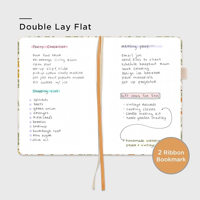 &And Per Se Dotted Journal Notebook, A5 Hardcover Aesthetic Dotted Notebook – 160 Pages 100gsm Thick Dot Grid Paper, 3 Sticker Sheets – Gift-Ready Journaling Kit for Women (Botanical Floral)