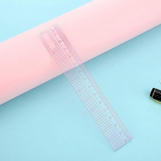 Pelopy 4 Pieces Clear Sewing Ruler Plastic Grid Transparent Ruler Plastic Straight Measuring Tool Set for Clothes Design Sewing(6 Inches, 12 Inches, B75 B-55 B-65 5808)