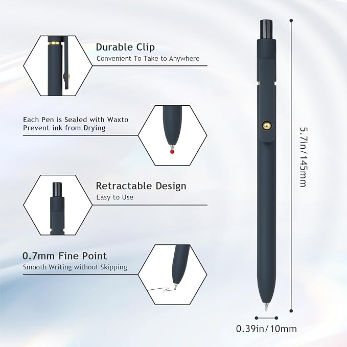 Ddaowanx Gel Pens, 0.7mm Quick Dry Fine Point Smooth Writing Pens, Cute Office School Supplies Gifts for Women (12 Pcs Black White Gray, Black)