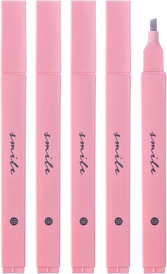 DIVERSEBEE Bible Highlighters with Soft Chisel Tip, No Bleed (Pink) | 5 Pack Single Color Pens, Quick Dry, Cute Aesthetic Markers for Bible Study Journaling Supplies