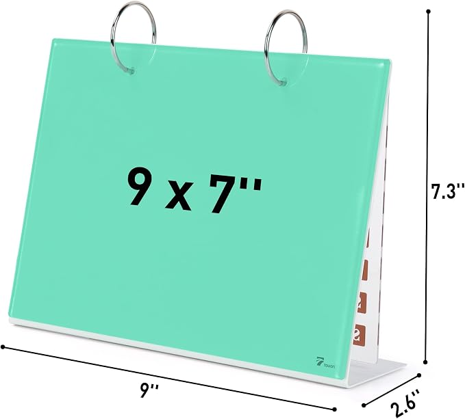 Desktop Glass Dry Erase & Acrylic Aesthetic Calendar Weekly to-do List Combo, Small Magnetic Standing Whiteboard, Desk Flip Easel Calendar with Accessories for Home Office Supply, Mint Green, 9 x 7''