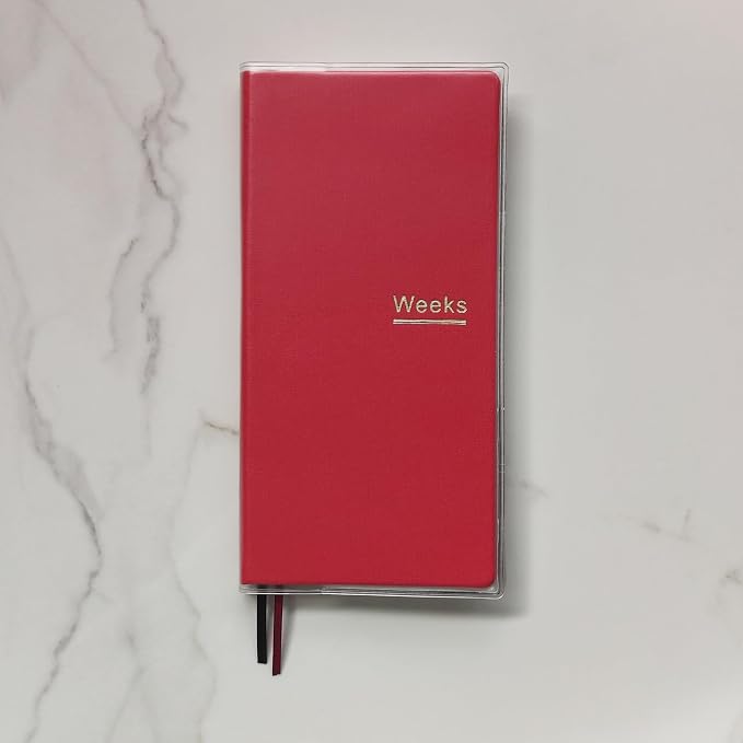 Undated Weekly Planner Notebook Pocket Organizer Appointment Book Journal Notebook A6 Week Plan Notepad (Bright red with cover)