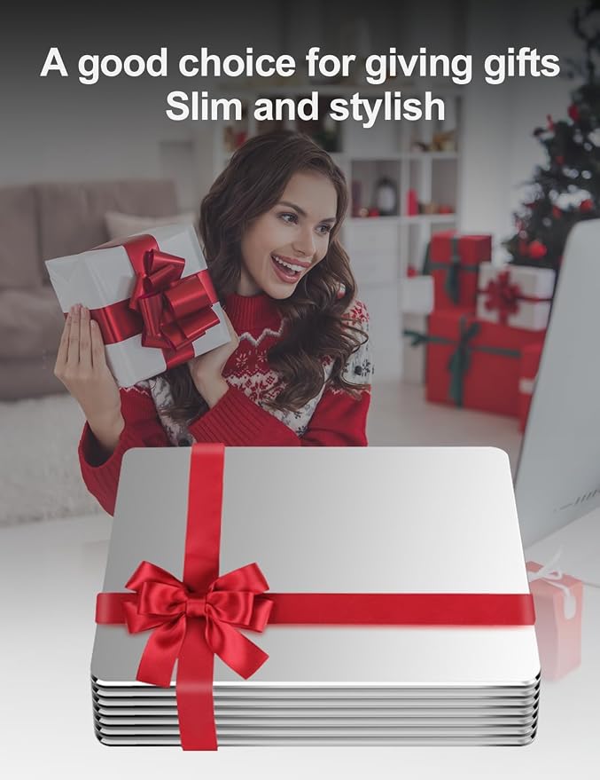 Vaydeer Hard Metal Aluminum Mouse Pad Clear Modern Smooth Magic Ultra Thin Double Side Design Mouse Mat Waterproof Fast and Accurate Control Compatible for Gaming and Office, Silver, 11.81X9.45 Inch