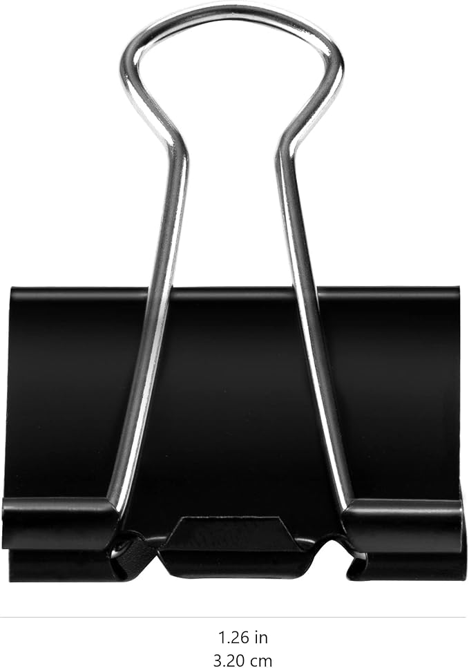 Amazon Basics Sturdy Binder Clips for Office Use, 96 Count, Medium, 1.25 in, Black (Pack of 12)
