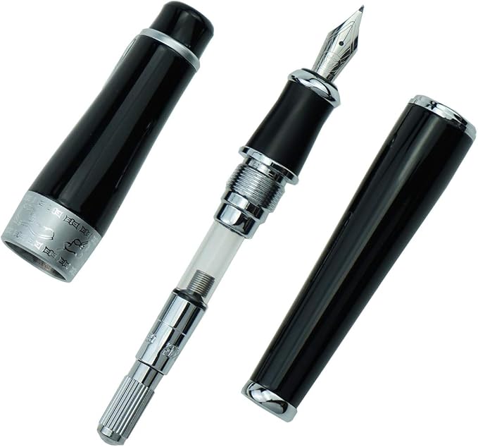 Asvine Charlie Chaplin Commemorative Black Fude Pen, Chinese Calligraphy Bent Nib Black Fountain Pen Fine to Broad by Duke