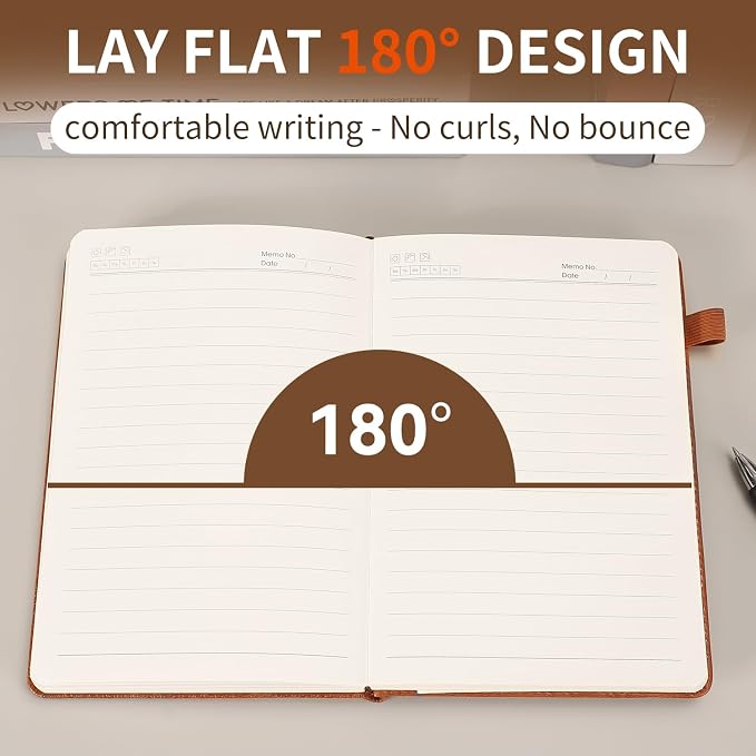 Lined Journal Notebook,256 Pages,A5 Size (5.7'' x 8.3''),Vintage Tree Growth Rings Leather Hardcover Journal,100 GSM Thick Paper,for Daily,Work,School,Note Taking(Light Brown)