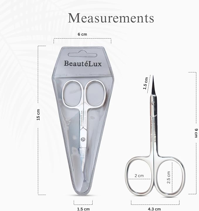 Professional Curved Grooming Scissors – Stainless Steel Precision Scissors for Eyebrow & Cuticle Care (Cuticle - Extra Fine, 3.5'' Inches)