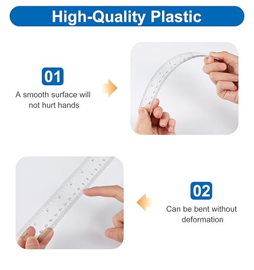 4 Pcs 6 Inch Ruler Plastic, Transparent Small Straight Rulers for Drawing, Underlining & Bookmark (8 Inches, Clear)