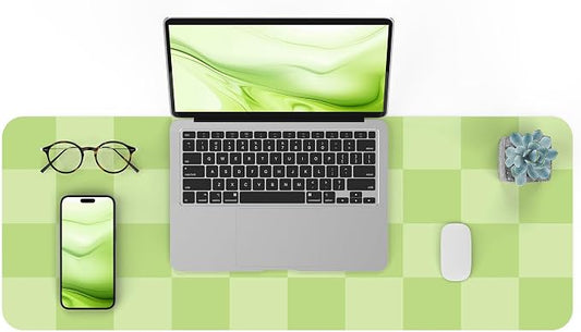 AFIING Green Checkered Desk Mat 31.5" x 12", Waterproof Desk Pad | Non-Slip Rubber Base, Easy Clean Surface, Checkered Design, Office & Home