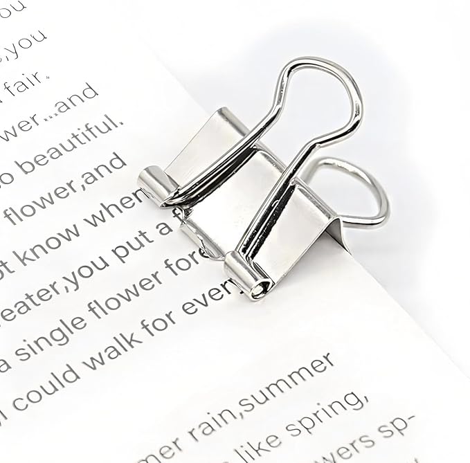 50 Pack Small Silver Binder Clips 3/4 Inch (19 mm), Colored Little Paper Clamps, Tiny Mini Paper Clips for Office Home School Business 0.75"
