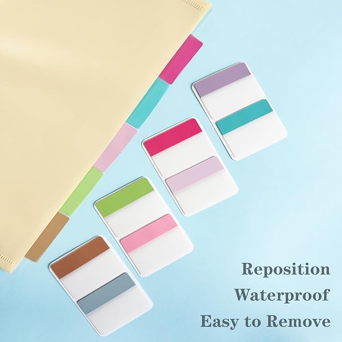 ELII 500 PCS Sticky Tabs 2 Inch Index Tabs,Page Markers File Tabs | Self Adhesive, Labels for Pages Notebook,Repositionable, Tape Flags Books, Binders,File Folders,Smooth Writing