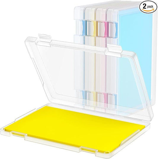 2 Pack A4 File Box Paper Organizers Holder, Transparent Document Paper Project Case, Plastic Paper Storage Container Box File Protector for Magazine, Scrapbook, Office School Supplies