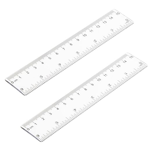 2 Pack 6 inch Clear Plastic Ruler Straight Shatterproof Transparent Rulers for Office Supply (Clear)
