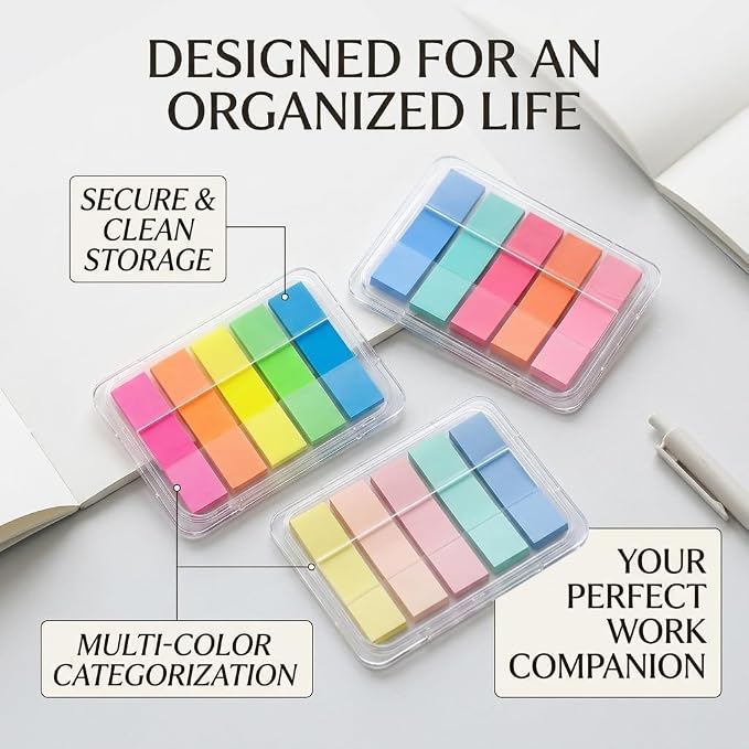 300Pcs Aesthetic Sticky Tabs for Annotating Books, Colorful Transparent Page Markers & Flags, Clear Index Note Stickers for Bible, Notebooks & Reading, Small Mini Pop Up Tab Set