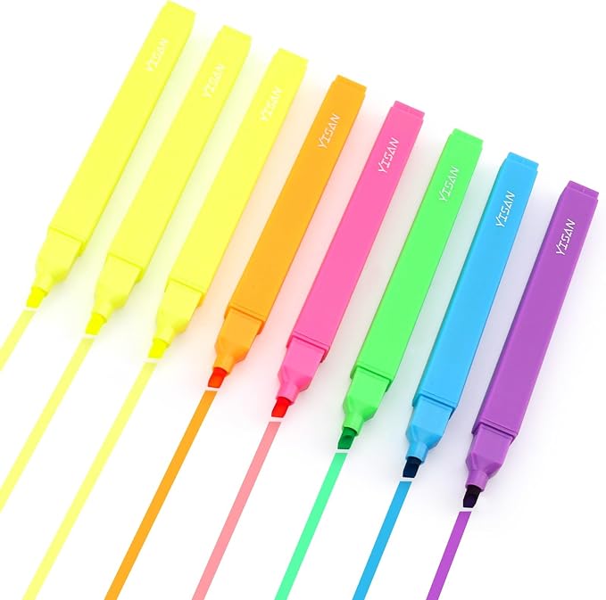 YISAN Highlighters Assorted Colors | Soft Tip, No Bleed, Journal Pens, 70955