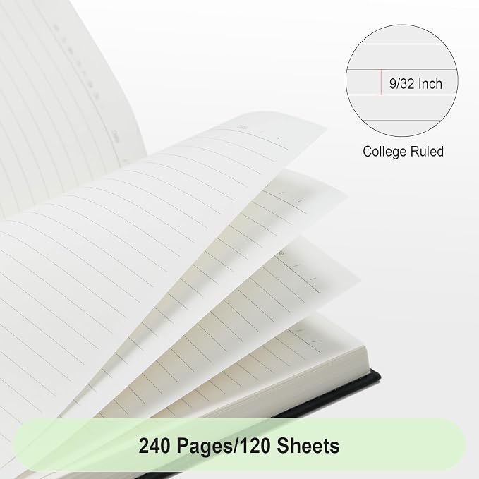 COMIX 6 Pack Lined Journals for Men Women, 240 Pages 5.6" x 8.3" Journaling Notebooks for Work & Note Taking, A5, College Ruled, Hardcover, Fits for Office School Home