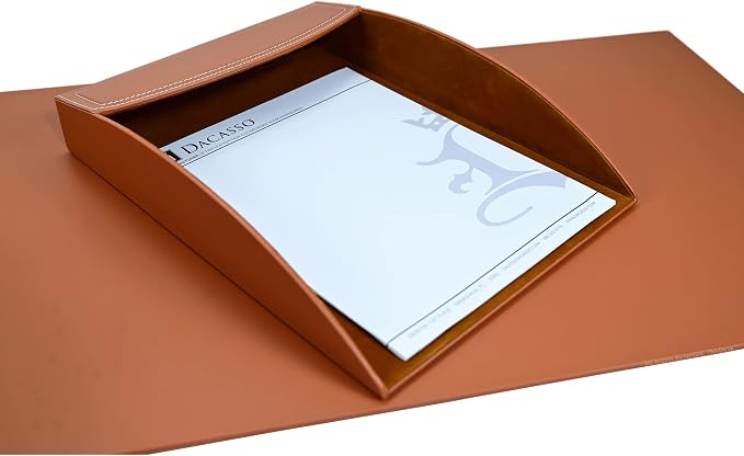 This Desk by Dacasso PU Leather Desk Set - Luxury Leather Desk Pad & Desk Organization Essentials - Office Organization & Executive Office Desk Decor - (Tan, 5 Piece)