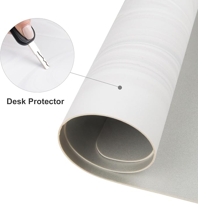 Colorful Star White Marble Waterproof Office Desk Mat, 31.5" x 15.7" | PU Leather Non-Slip Writing Desk Mat, XXL PC Laptop Protector Pads, Home Office Accessories for Women