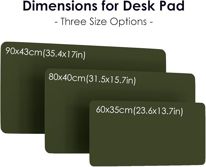 Leather Desk Pad Protector, Waterproof Mouse Pad, PU Desk Mat, Office Desk Cover, Desk Writing Mat for Office/Home/Work/Cubicle (Olive Green) 23.6x13.7 in
