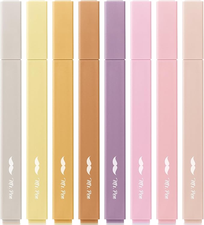 Mr. Pen- Aesthetic Highlighters No Bleed, 8 Pack, Assorted Colors | Chisel Tip, Cute Highlighters Assorted Colors for Journaling, Highlighting, Underlining, Fast Dry, Back to School Supplies