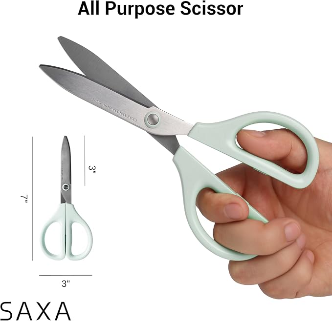 Kokuyo 7“ Scissor All purpose with Hybrid Arch Stainless Steel Blade, Pastel Blue, Sharper Cutting Performance Heavy Duty Cutter for Office Home School Craft Supplies (HSM-A100LB)