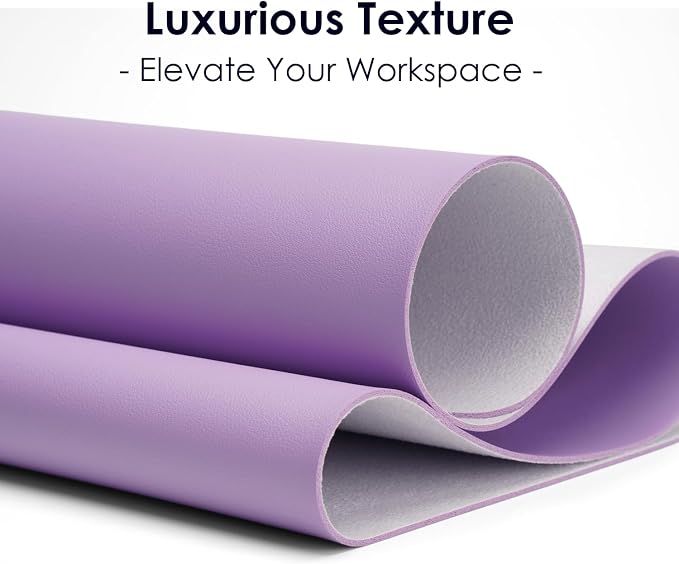 Leather Desk Pad Protector, Waterproof Mouse Pad, PU Desk Mat, Office Desk Cover, Desk Writing Mat for Office/Home/Work/Cubicle (Purple) 23.6x13.7 in
